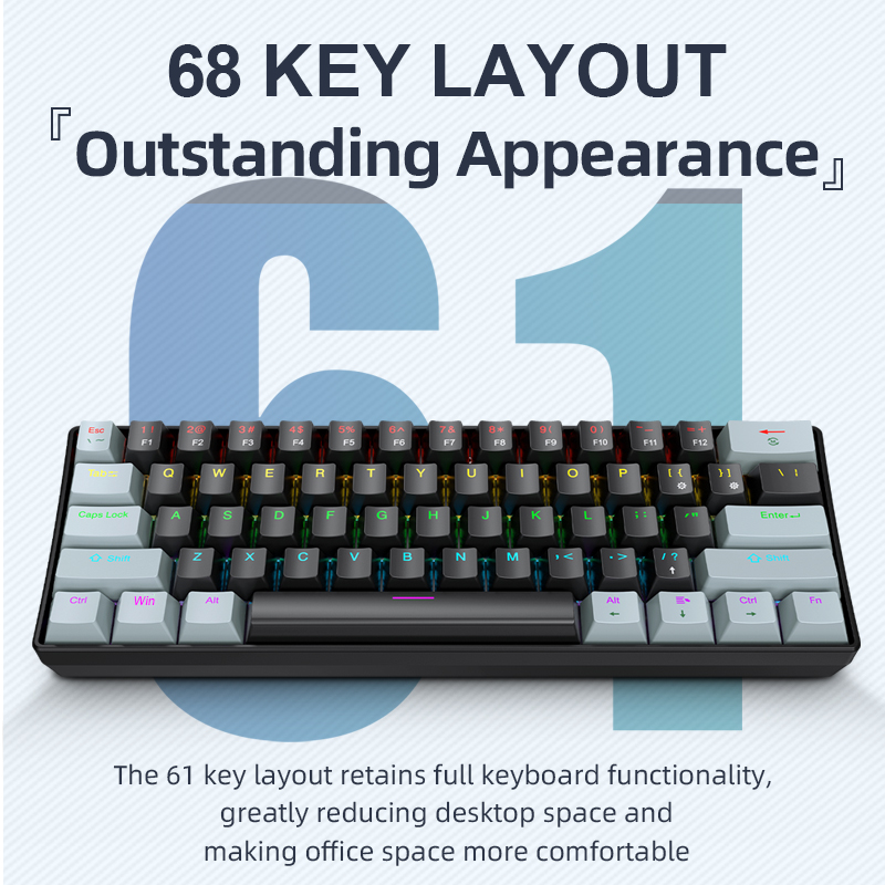 Gaming Keyboard E Yooso - APAYADO K61 Mini Mechanical Keyboard,Wired,61 Keys,Phantom